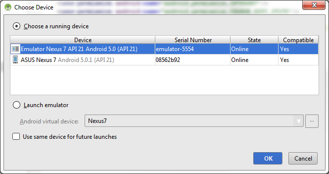 Choose the device you want the application to run on Choose the device you want the application to run on
